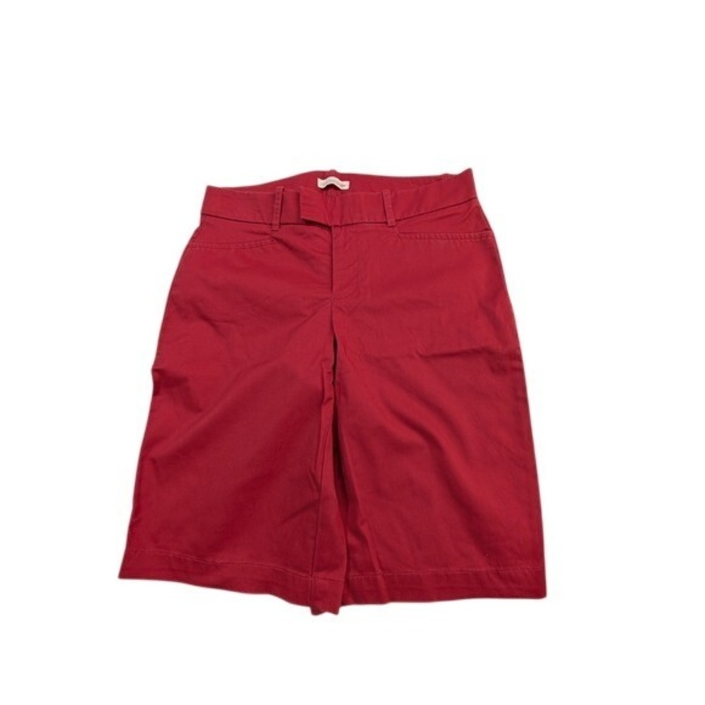 Dockers Red Chino Shorts Womens Size 4 Stretch Cotton Flat Front Casual Bermudas